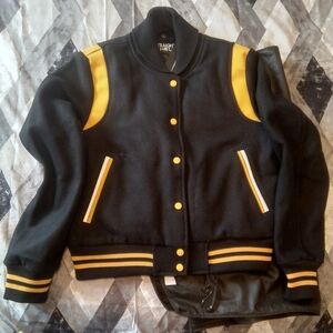 Straight to hell Black and Yellow Varsity Jacket